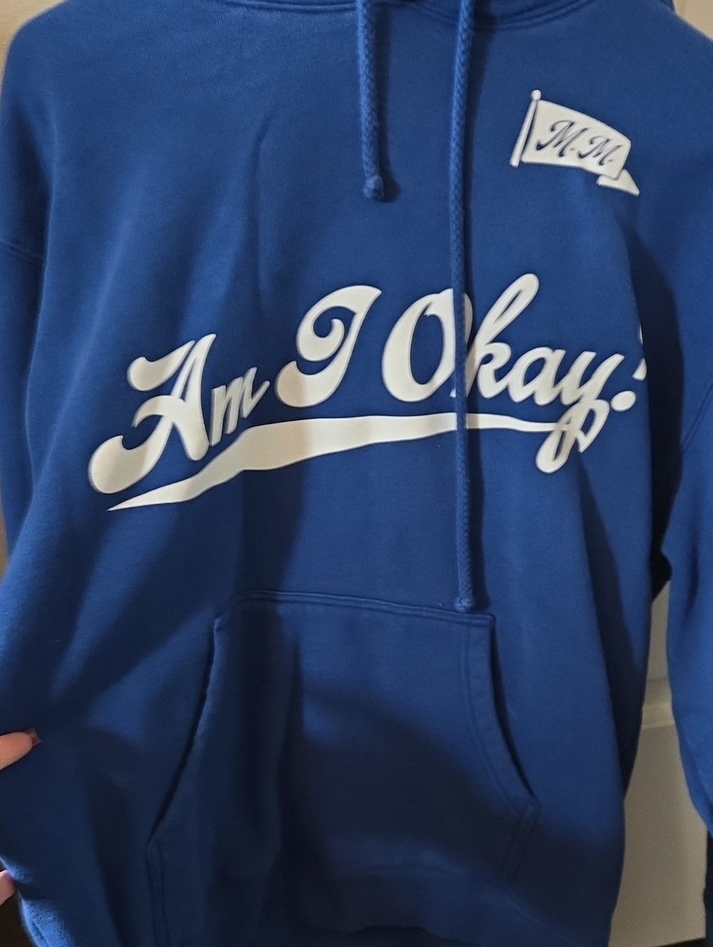 Authentic Megan Moroney Blue "Am I Okay?" Graphic Hoodie
